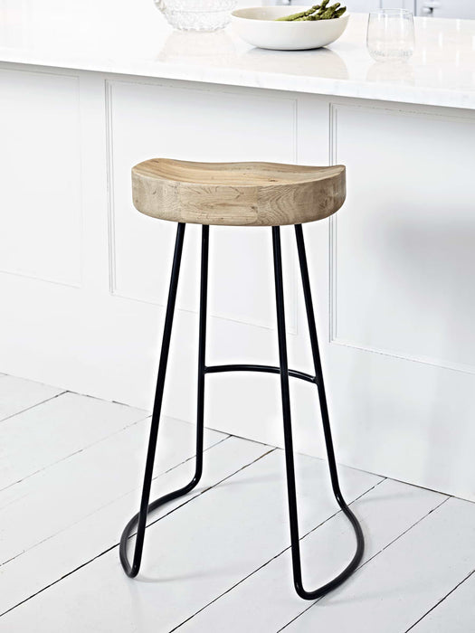 Weathered Oak & Metal Stool