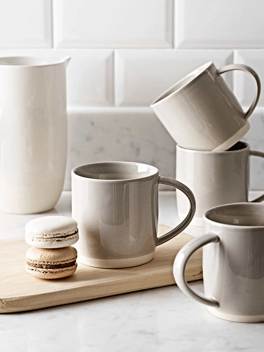 Four Dip Glaze Mugs - Grey