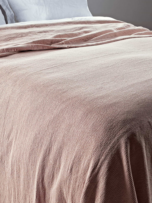 Waffle & Velvet Bedspread - Blush
