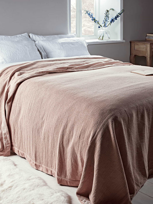 Waffle & Velvet Bedspread - Blush