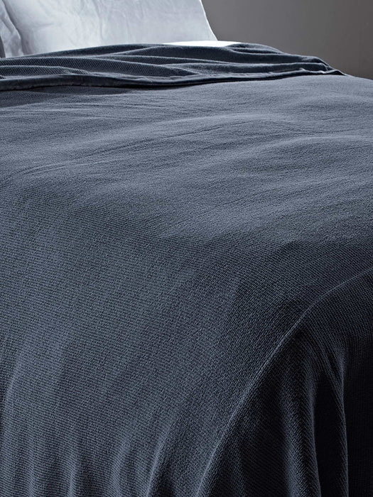 Waffle & Velvet Bedspread - Blue