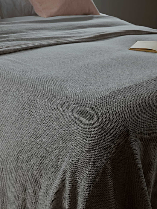 Waffle & Velvet Bedspread - Dove Grey