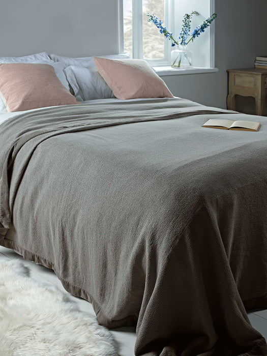 Waffle & Velvet Bedspread - Dove Grey