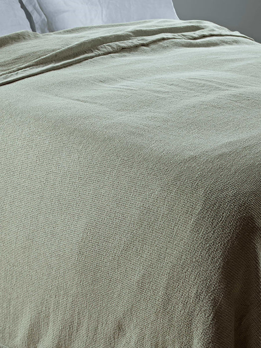 Waffle & Velvet Bedspread - Sage