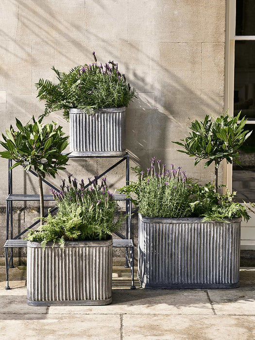 Three Fluted Zinc Planters