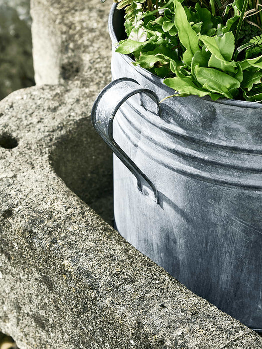 Three Aged Zinc Planters