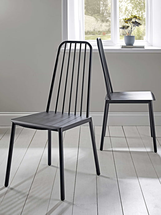 Two Metal Cafe Chairs - Black