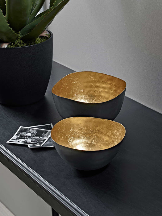 Two Handmade Bowls - Black & Gold