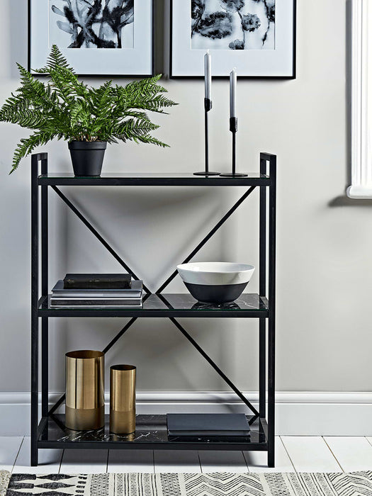 Marble Effect Glass Shelf Unit