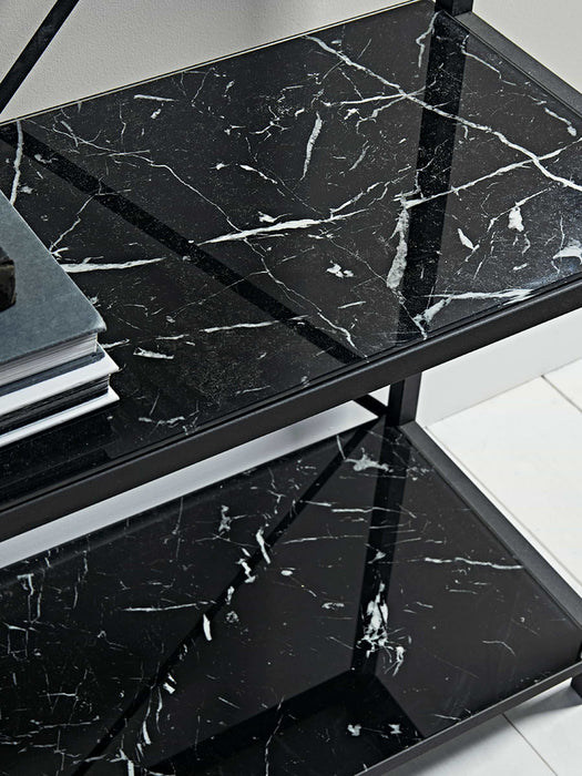 Marble Effect Glass Shelf Unit