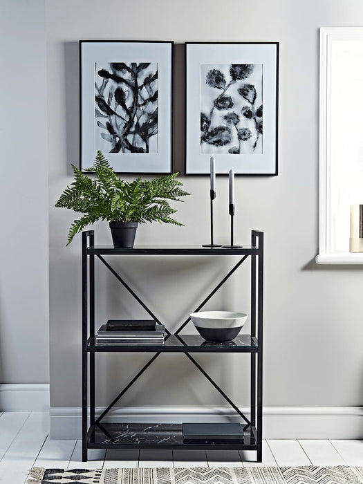Marble Effect Glass Shelf Unit