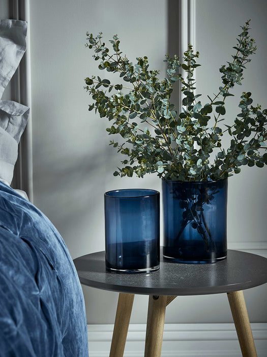 Two Blue Glass Vases