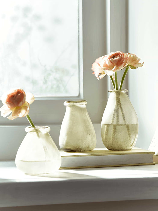 Three Frosted Glass Bud Vases