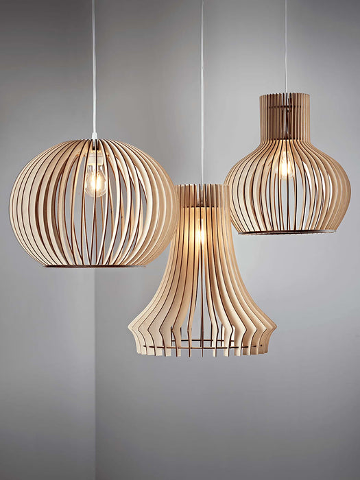 Wooden Slatted Tapered Pendant