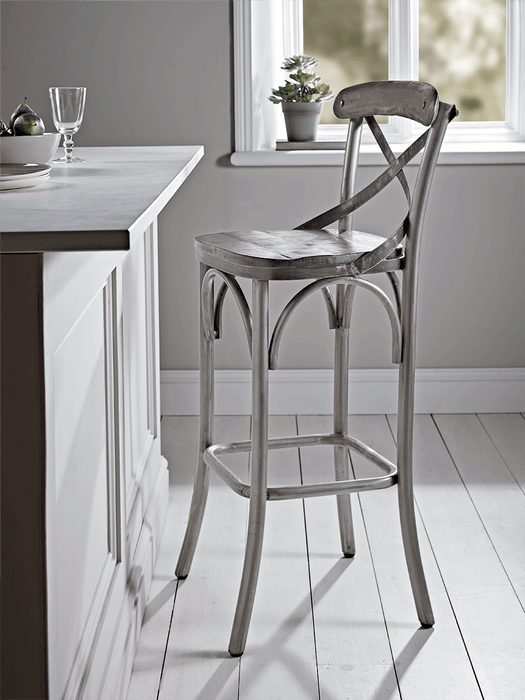 Antique Zinc Cross Back Stool