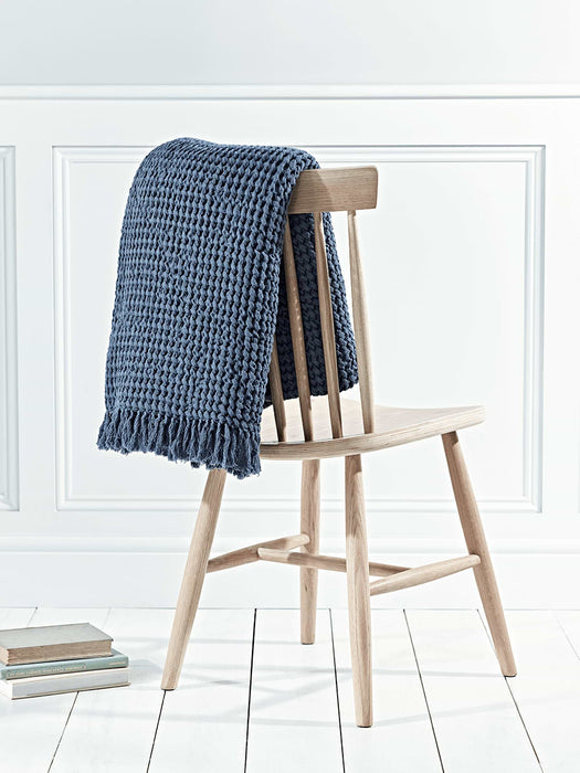 Cotton Waffle Throw - Slate Blue
