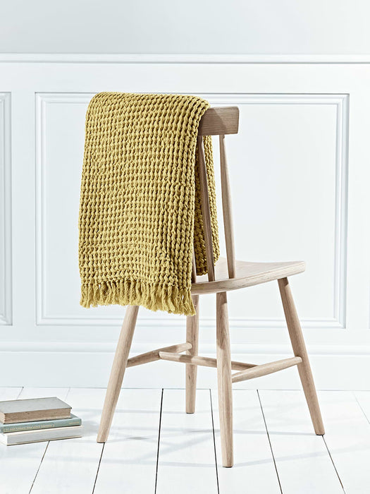 Cotton Waffle Throw - Mustard