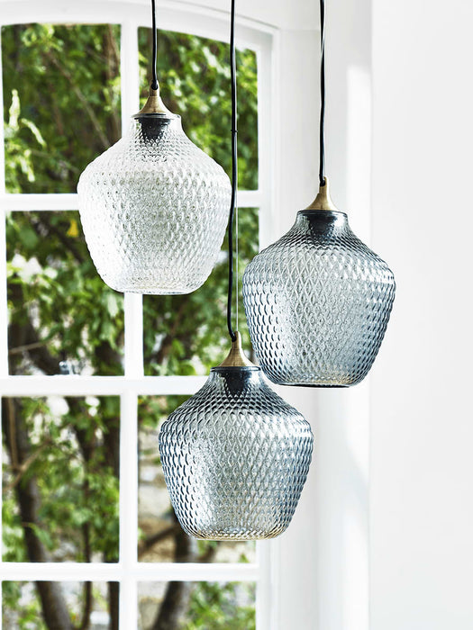 Embossed Glass Pendant - Clear