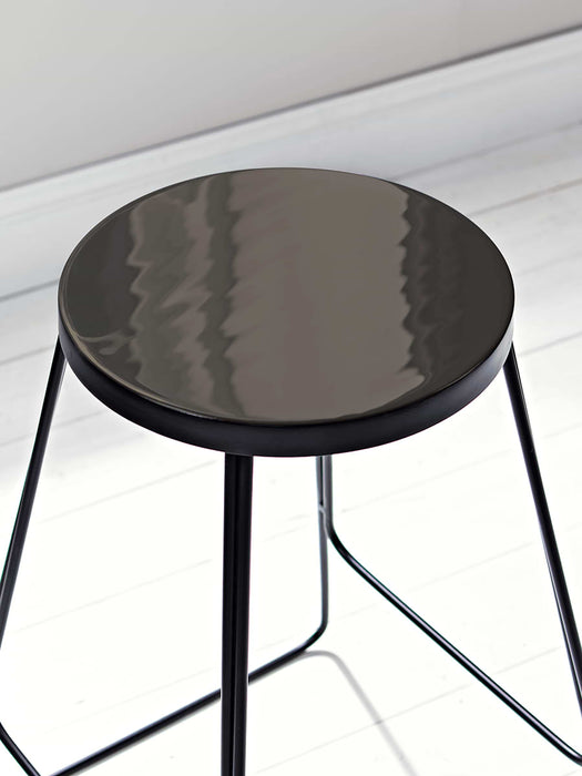 Enamel Top Bar Stool - Charcoal