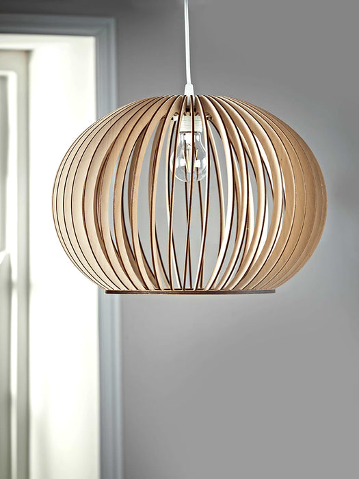 Wooden Slatted Globe Pendant