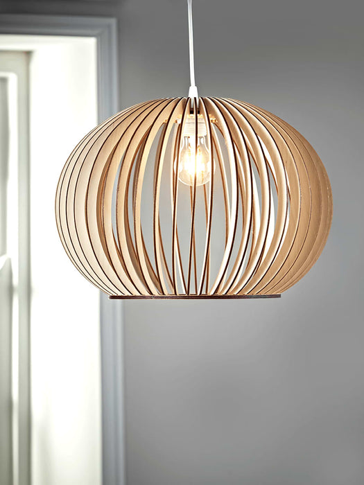 Wooden Slatted Globe Pendant
