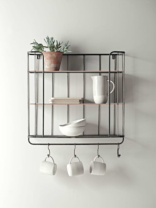 Industrial Shelf with Hooks - Large