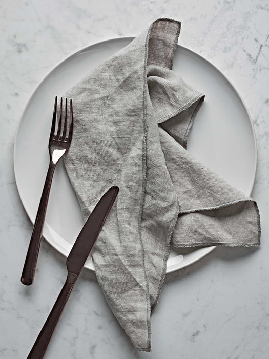 Four Grey Linen Napkins
