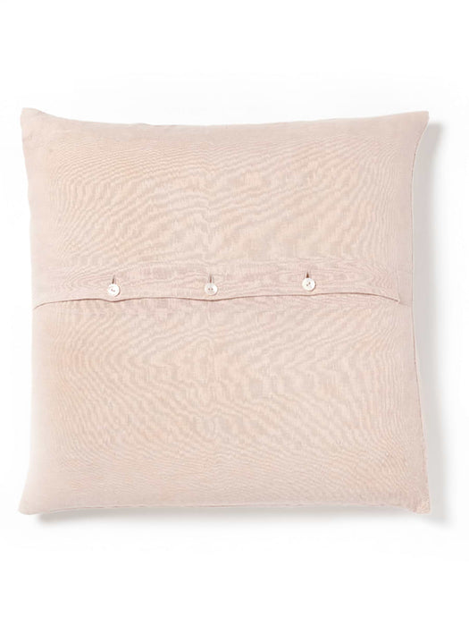Buttoned Linen Cushion - Blush