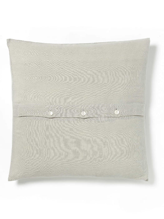 Buttoned Linen Cushion - Dove Grey