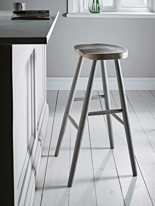 Carved Mango Stool - Grey Legs