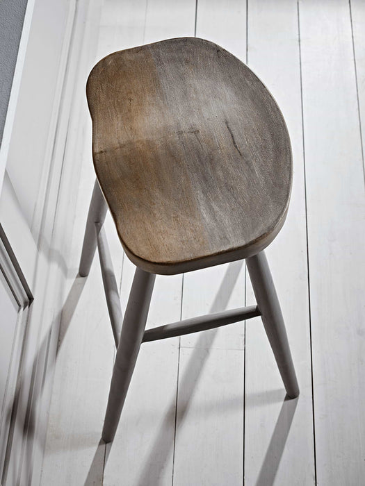 Carved Mango Stool - Grey Legs