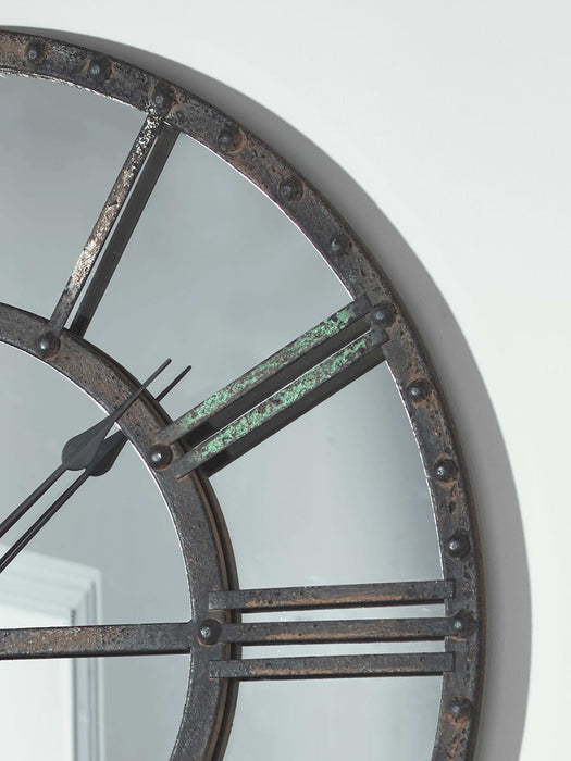 Antiqued Metal Mirror Clock