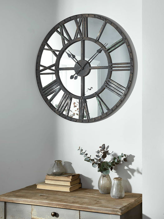 Antiqued Metal Mirror Clock