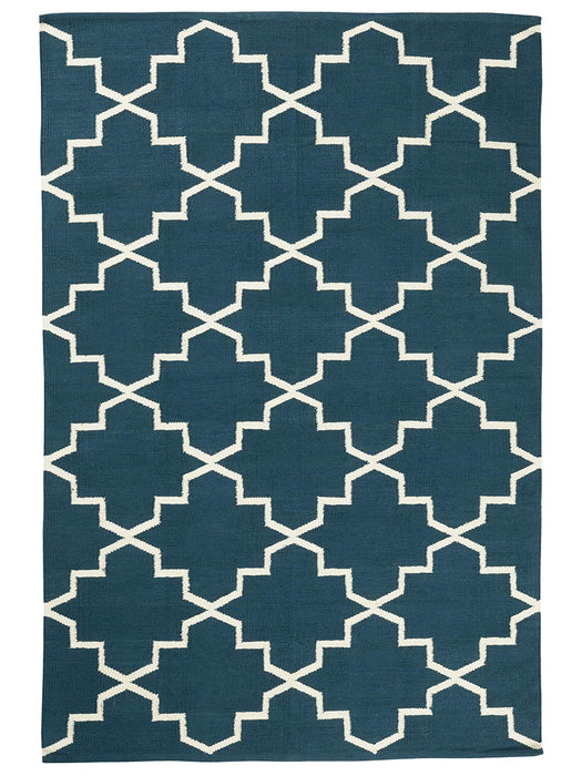 Geometric Cotton Rug - Navy