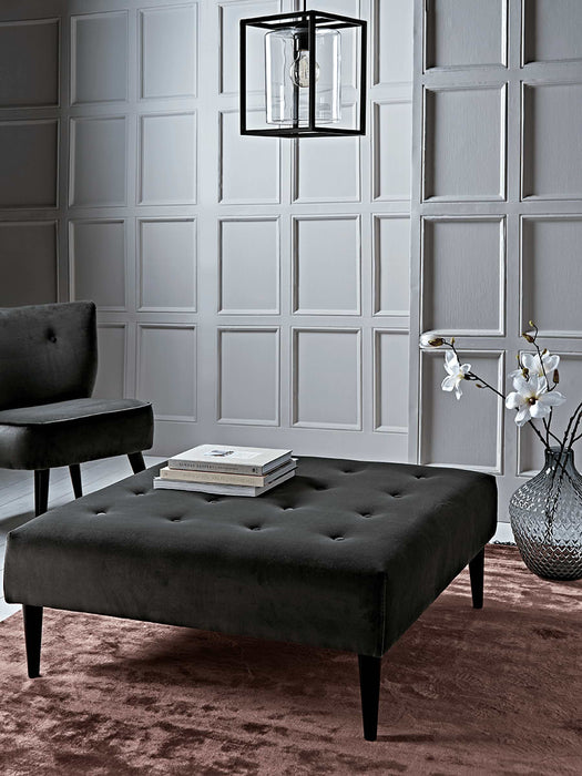 Marlborough Ottoman - Slate Cotton Velvet
