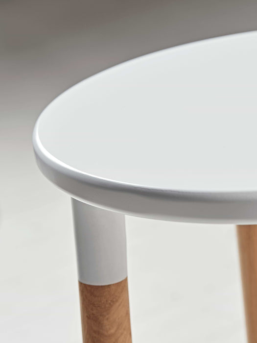 Round Oak Bar Stool - White