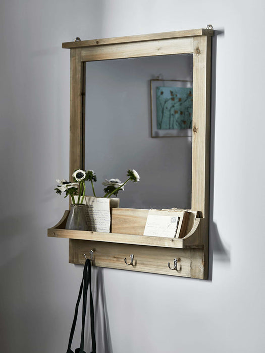 Rustic Wooden Shelf Mirror