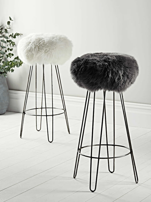 Sheepskin Bar Stool - Slate Grey