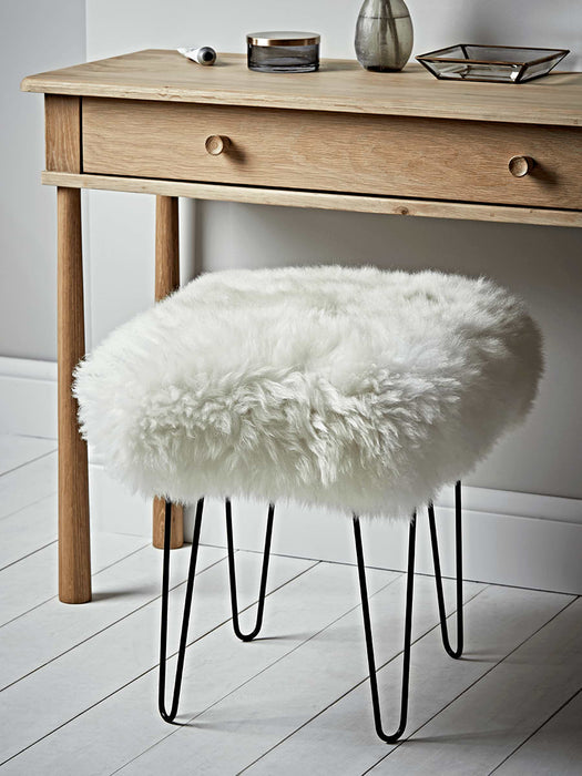 Sheepskin & Iron Dressing Table Stool - Ivory