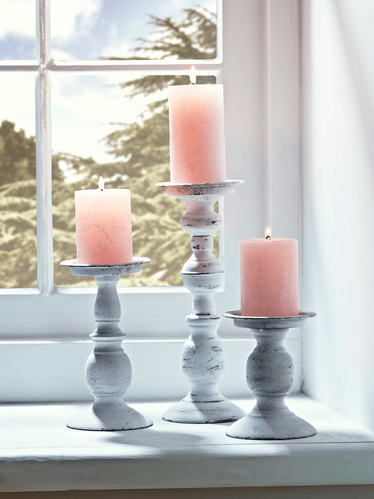 White Metal Pillar Candle Holder - Small