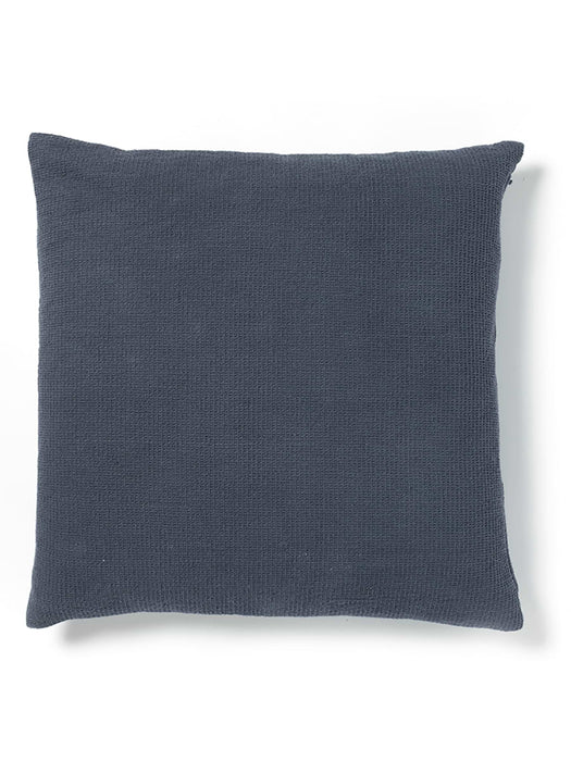 Waffle & Velvet Cushion - Blue