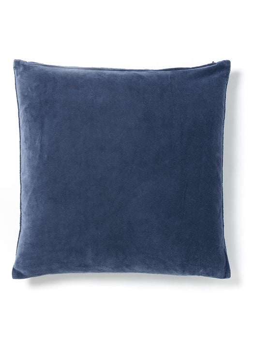 Waffle & Velvet Cushion - Blue