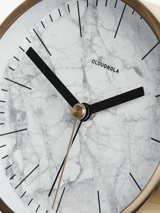White Marble & Brass Alarm Clock