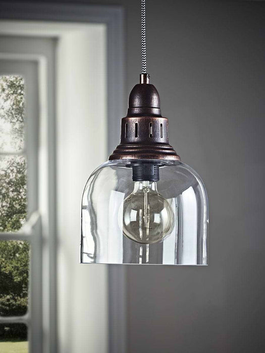 Antique Copper & Glass Pendant