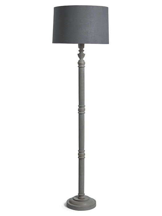 Grey Carved Wood Floor Lamp