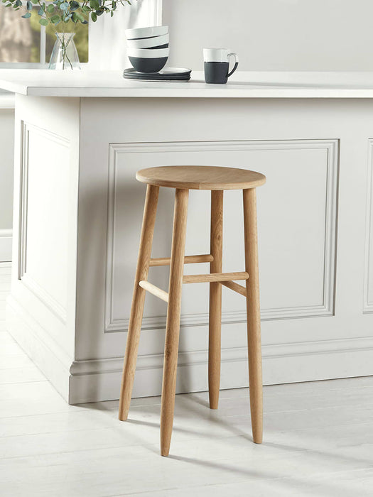 Round Oak Bar Stool - Natural