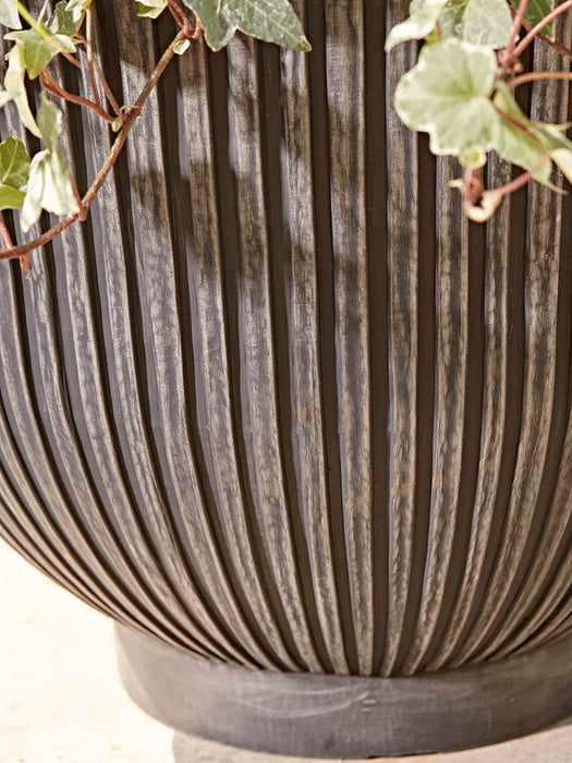 Three Grey Ribbed Frostproof Planters