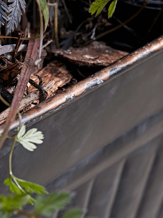 Three Tall Ribbed Zinc Planters