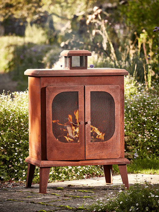 Rusty Outdoor Woodburner - Square