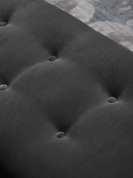 Small Marlborough Ottoman Slate Cotton Velvet